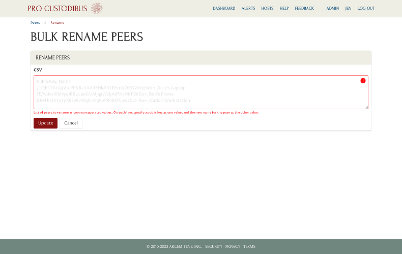 screenshot highlighting the bulk-rename form