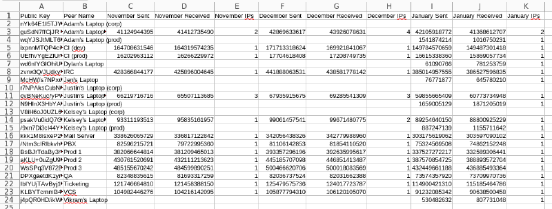 screenshot of monthly-summary spreadsheet