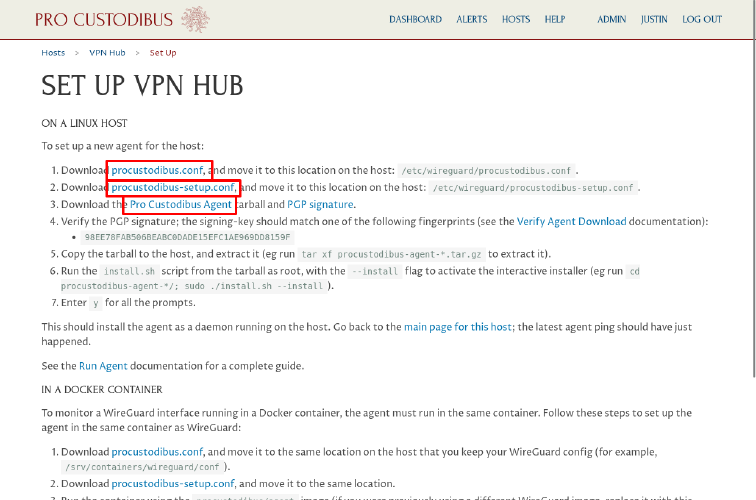 Set Up VPN Hub Page