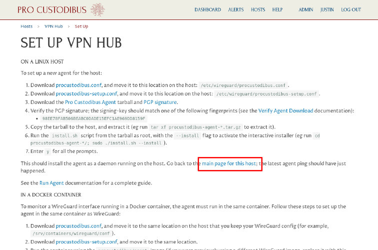 Set Up VPN Hub Page