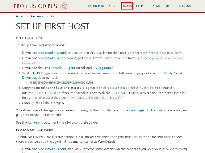 Set Up First Host Page