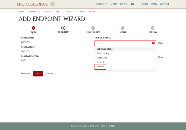 Connection Wizard Identity Step