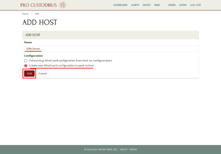 Add Host Page