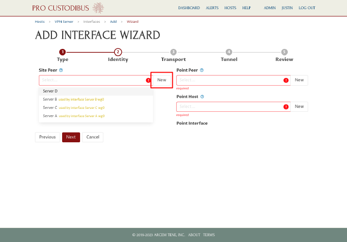 Connection Wizard Identity Step