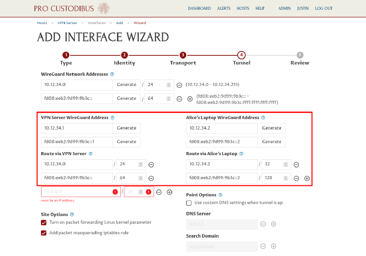 Connection Wizard Tunnel Step, part 4