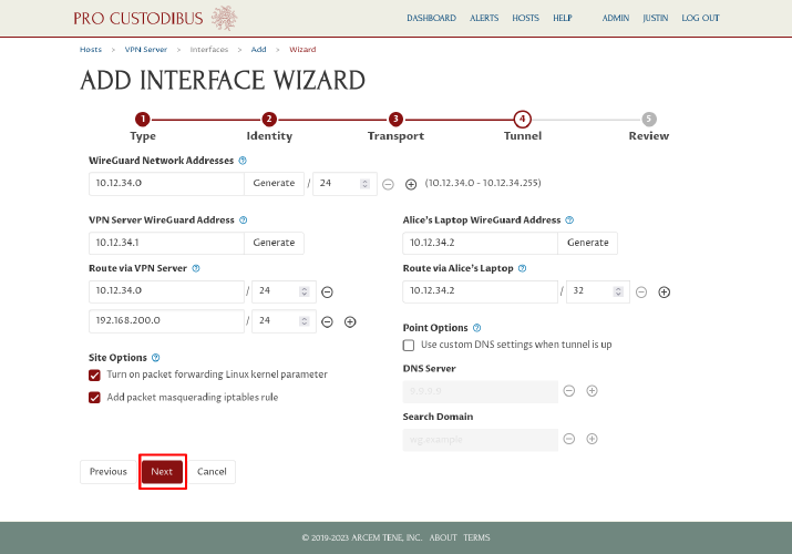 Connection Wizard Tunnel Step, part 9