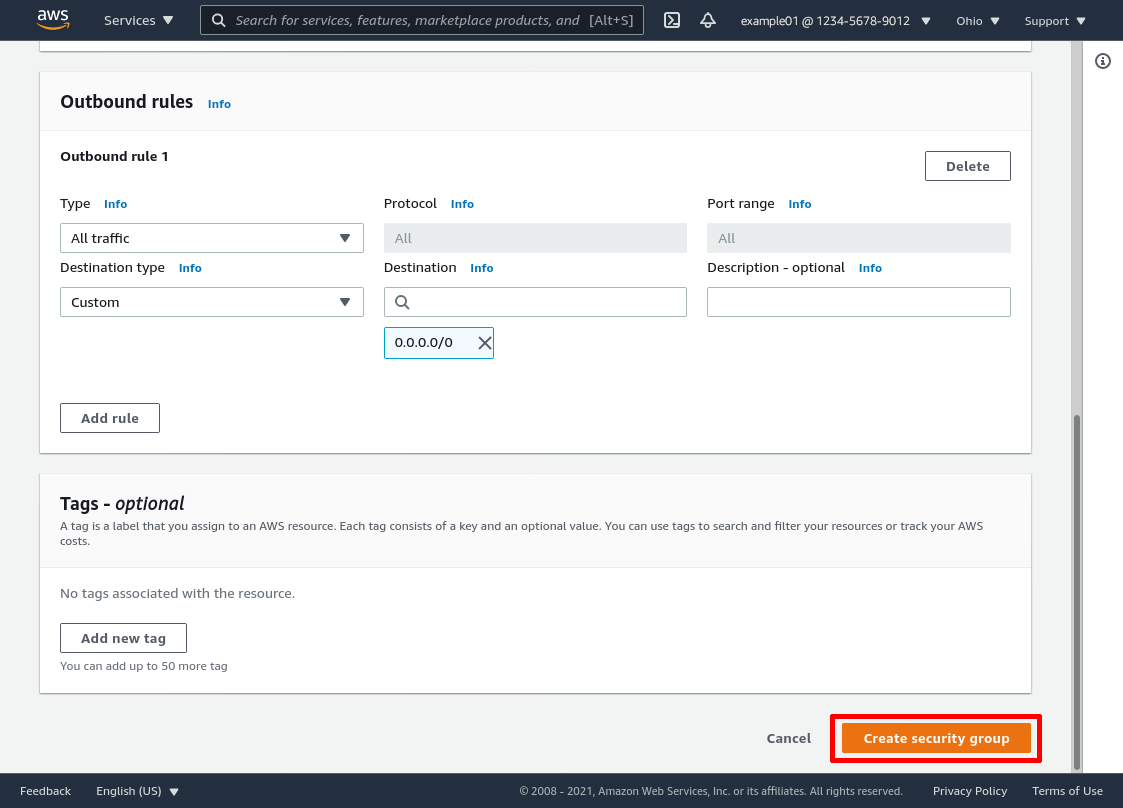 Create Security Group Page Pt 3