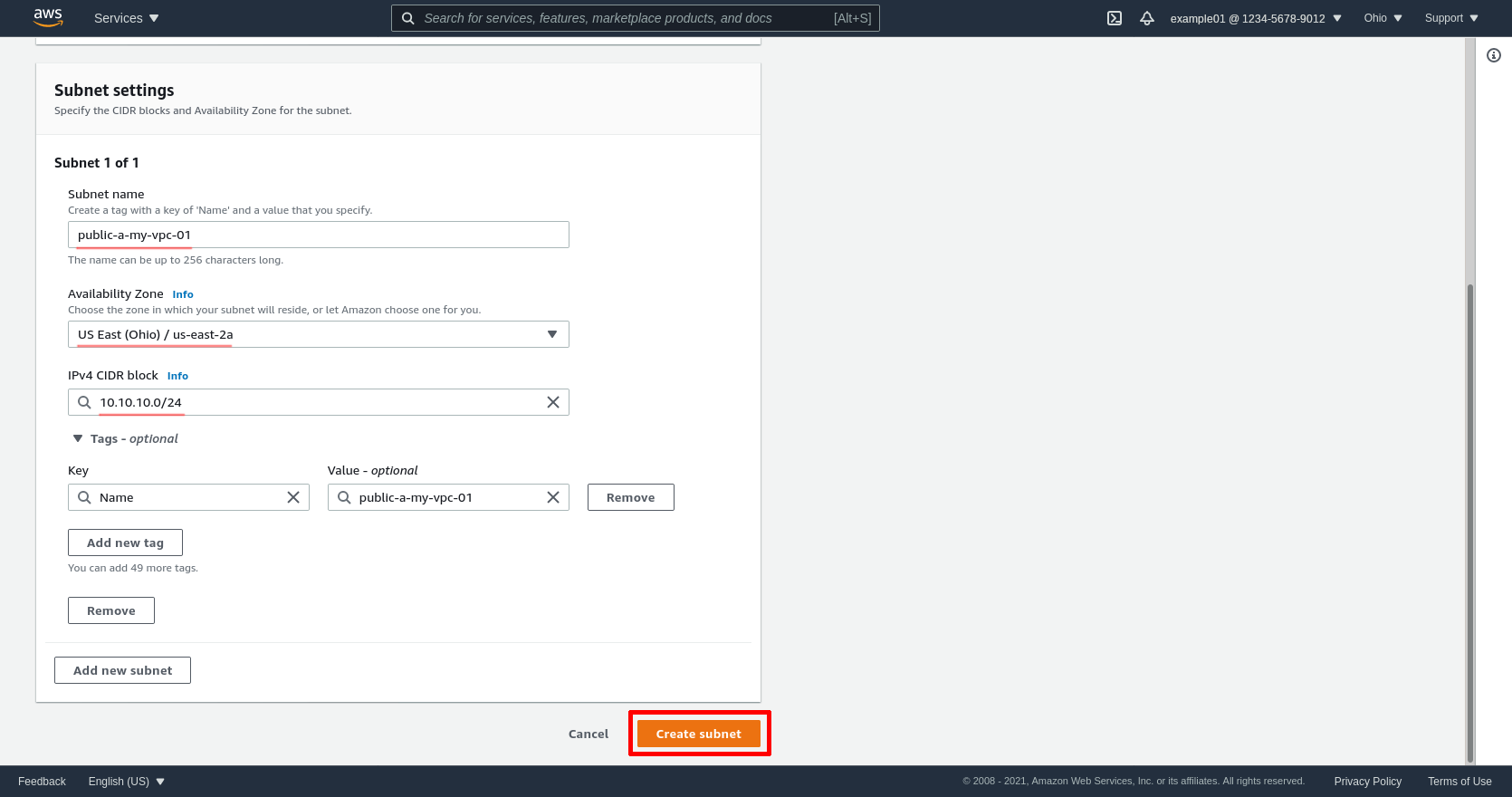 Create Subnet Page Pt 2