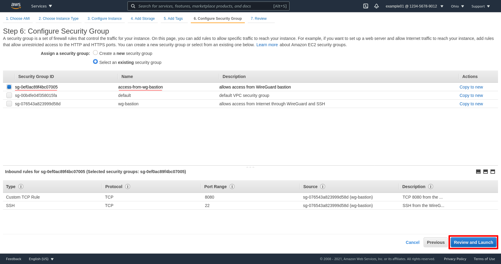 Launch Instances Step 6