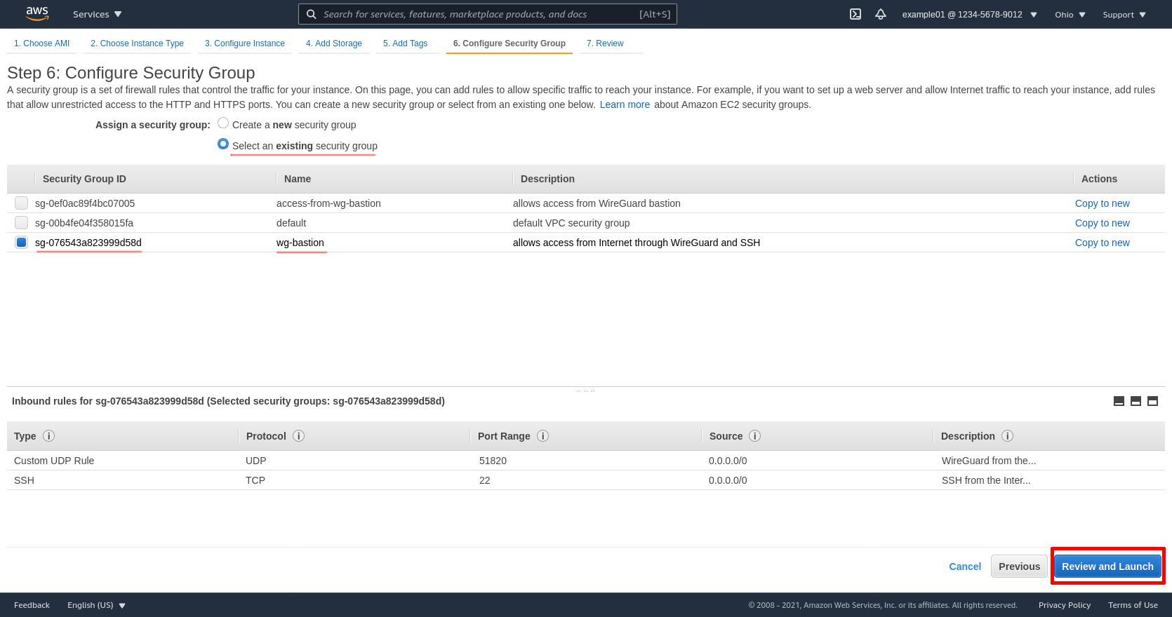 Launch Instances Step 6