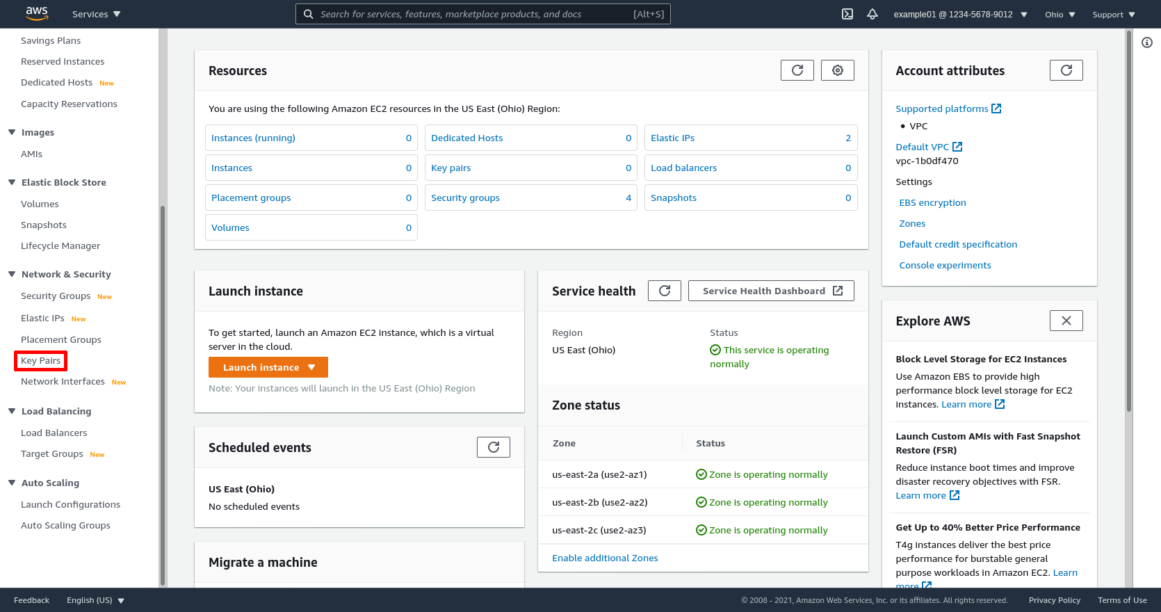 EC2 Service Dashboard