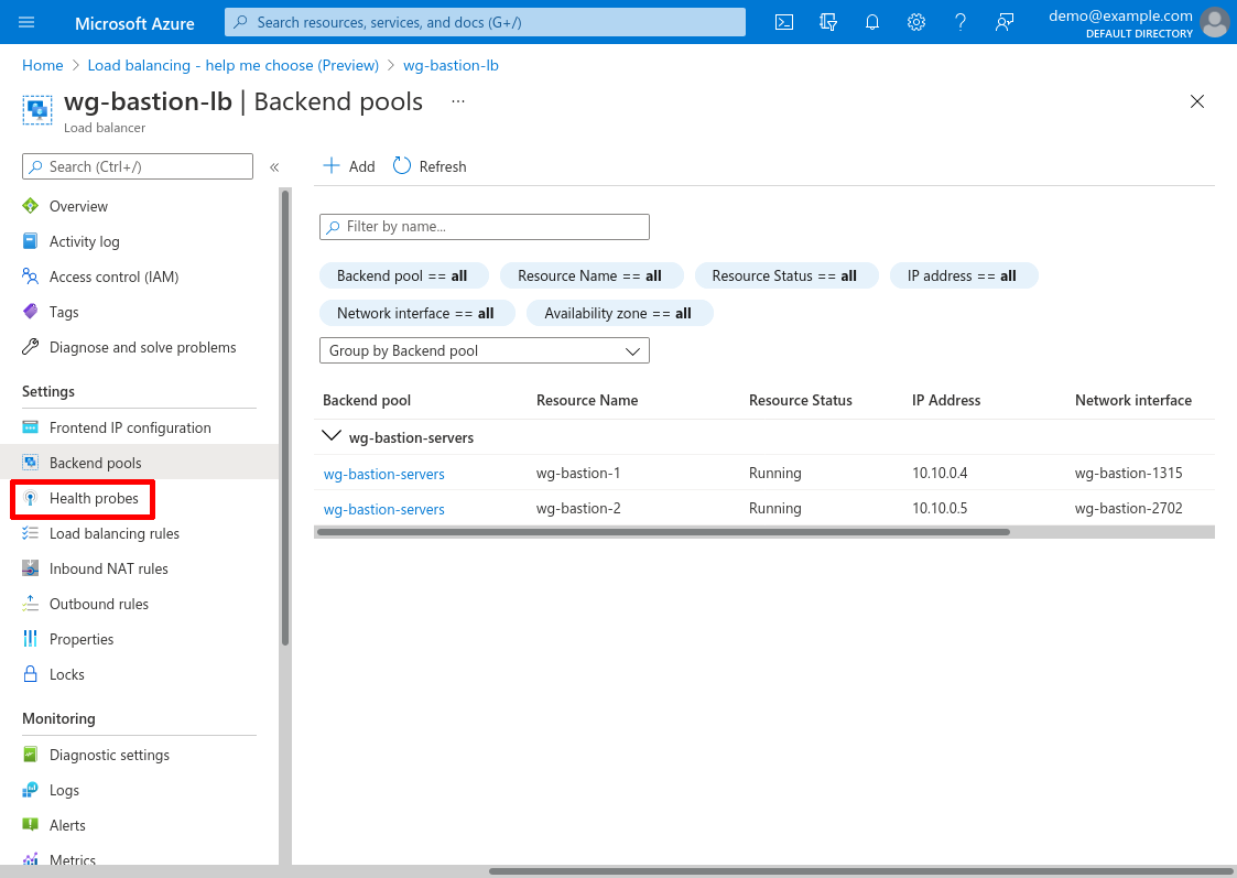 Load balancer: Backend pools