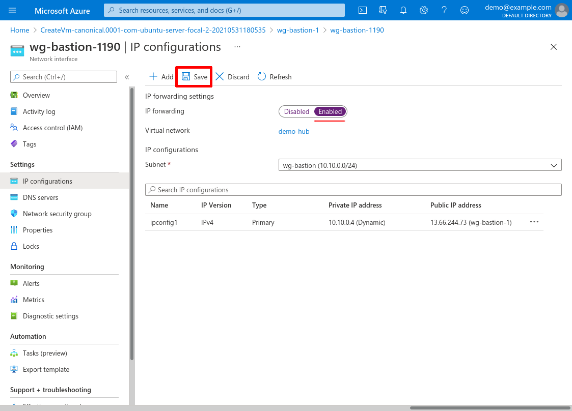 Network interface: IP configurations