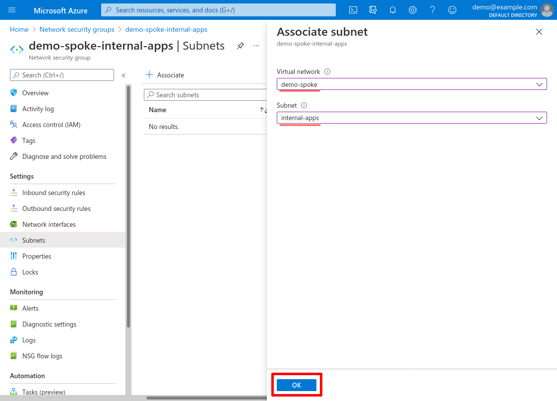 Associate subnet