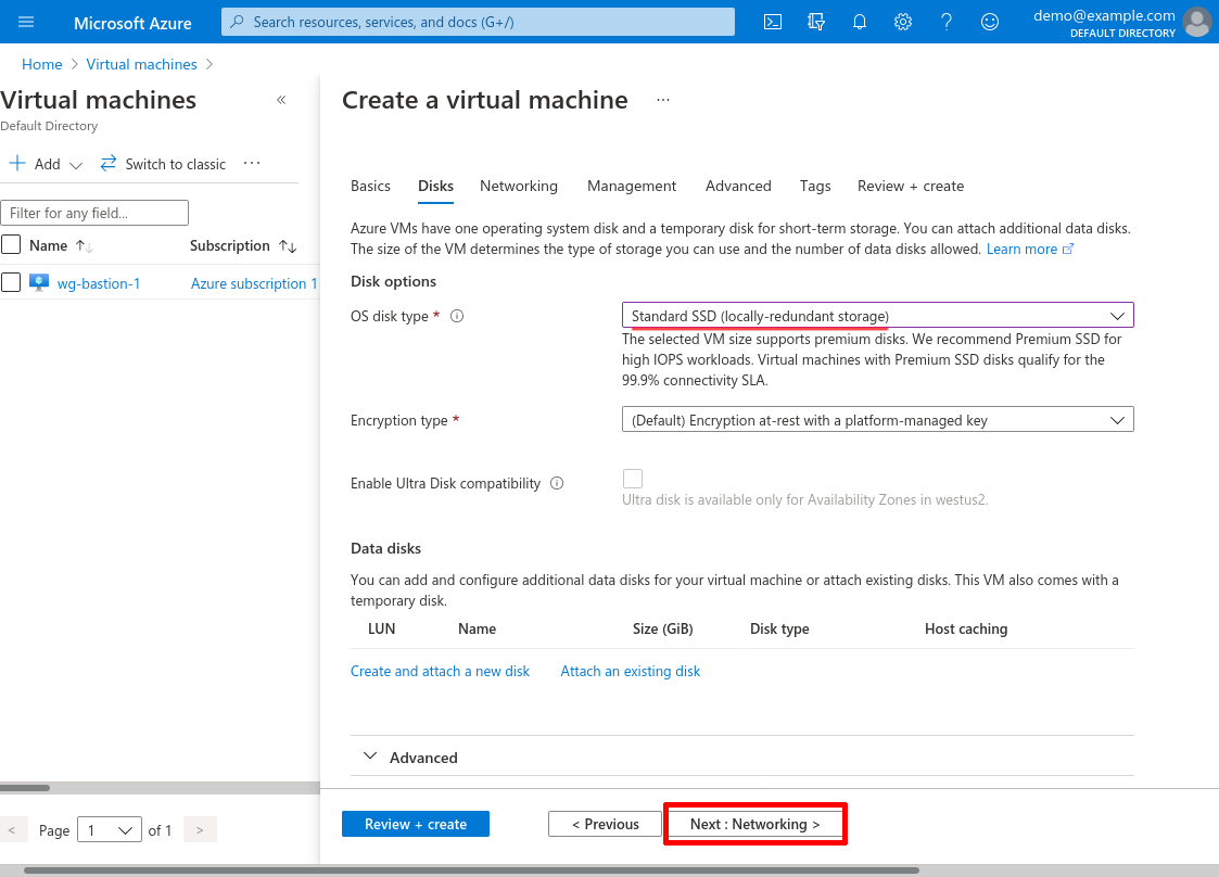 Create a virtual machine: Disks