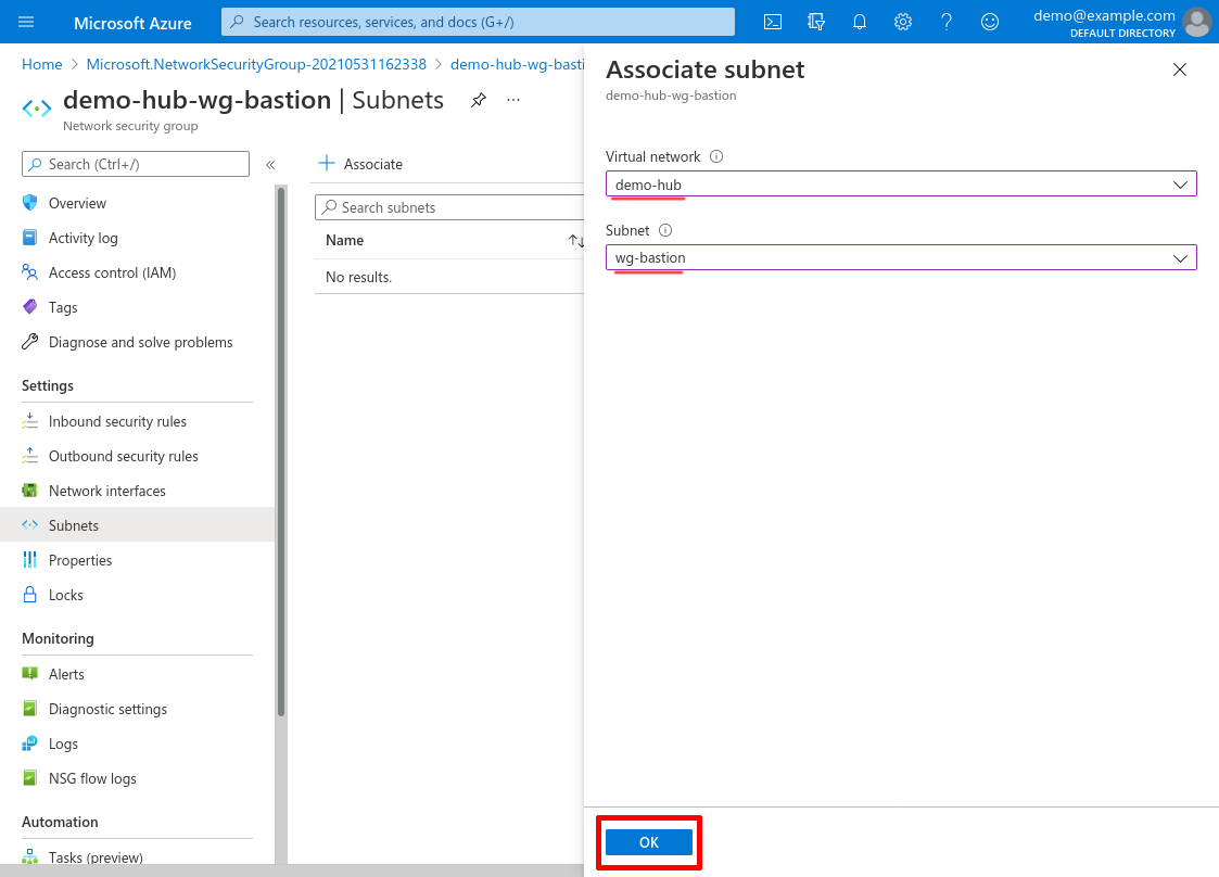 Associate subnet