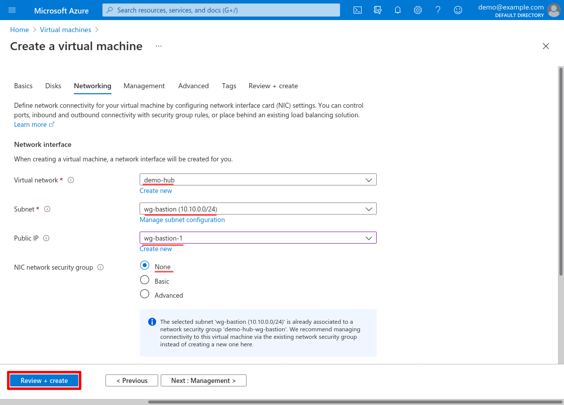 Create a virtual machine: Networking