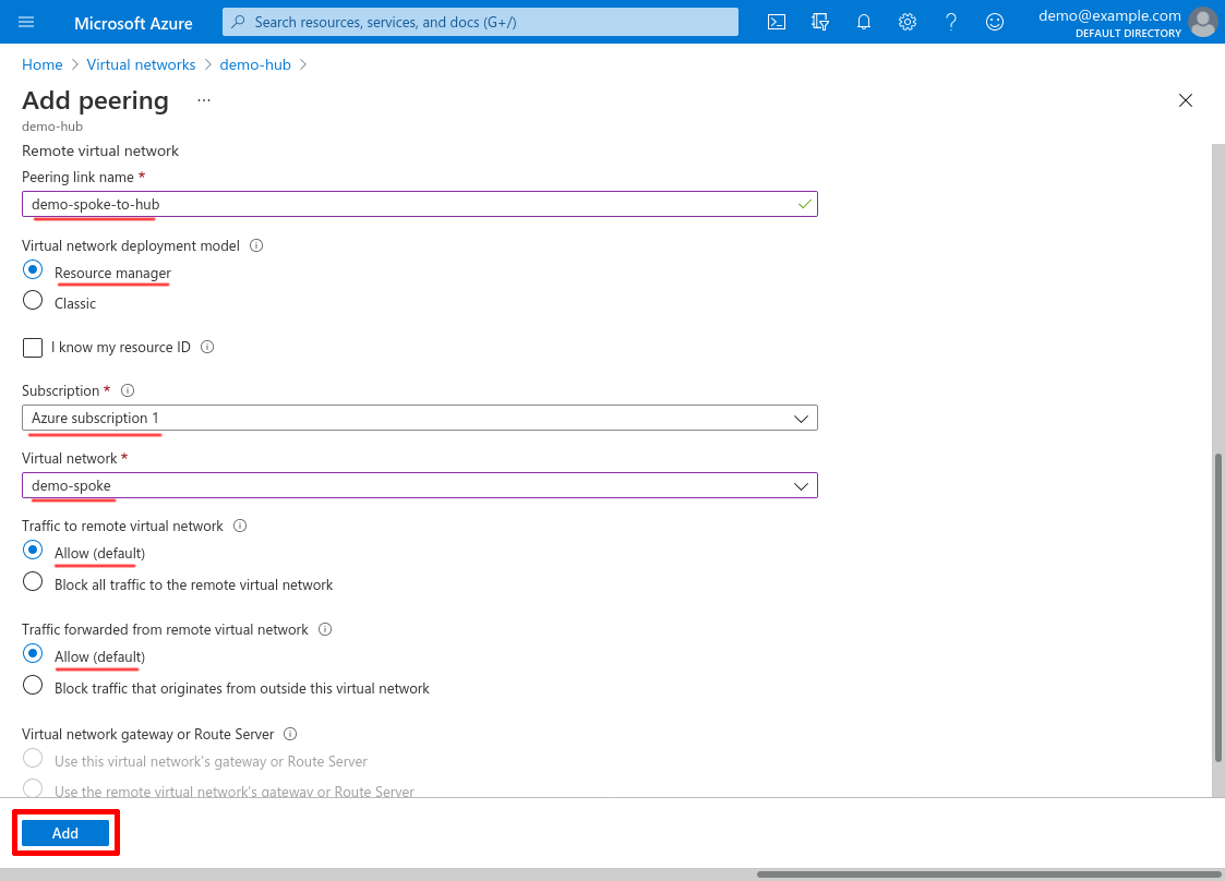 Virtual network Add peering part 2