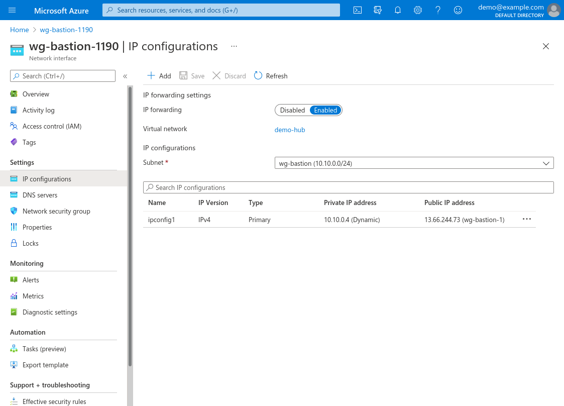 Network interface: IP configurations