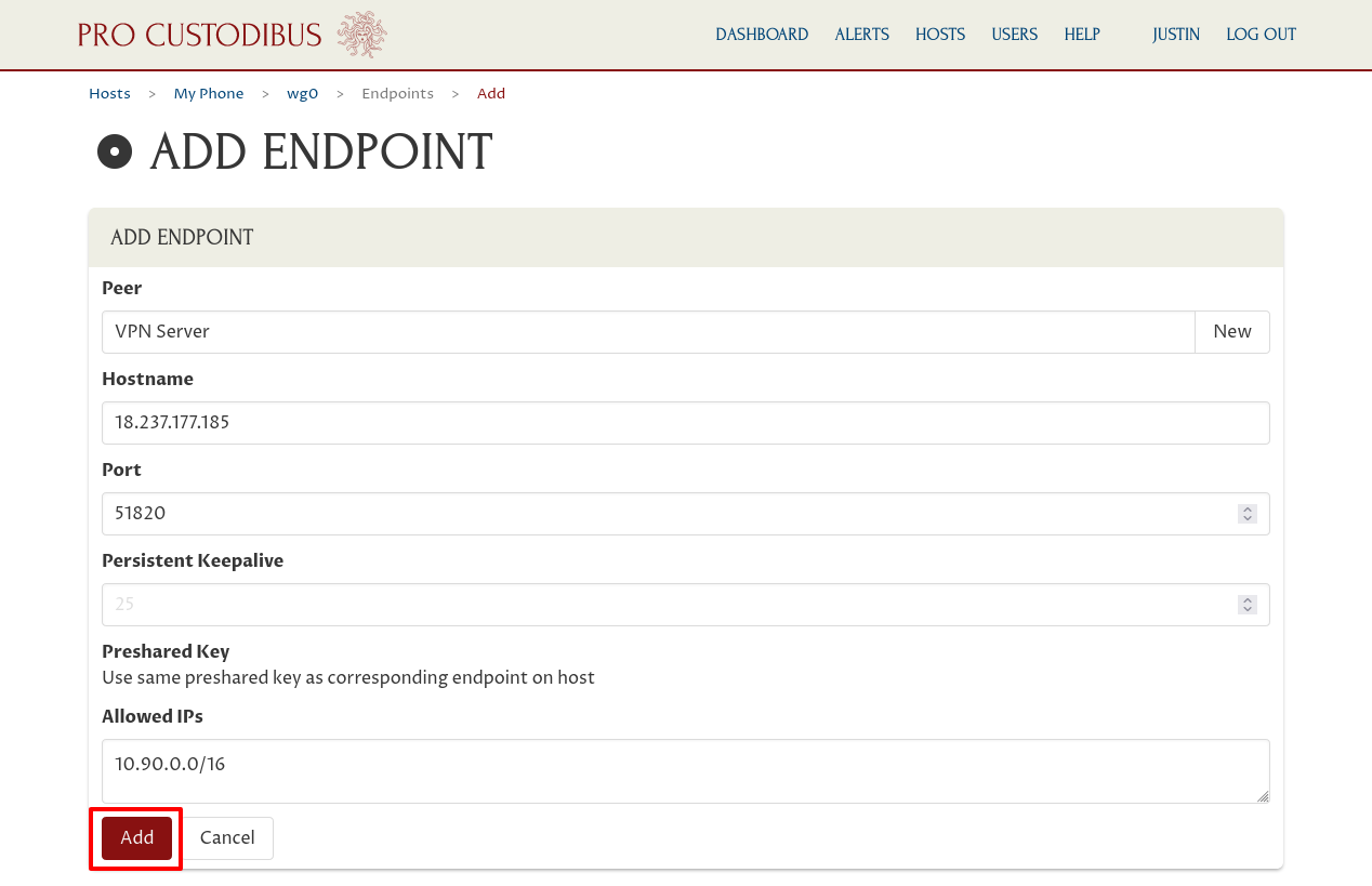 Last Part of Add Endpoint Form