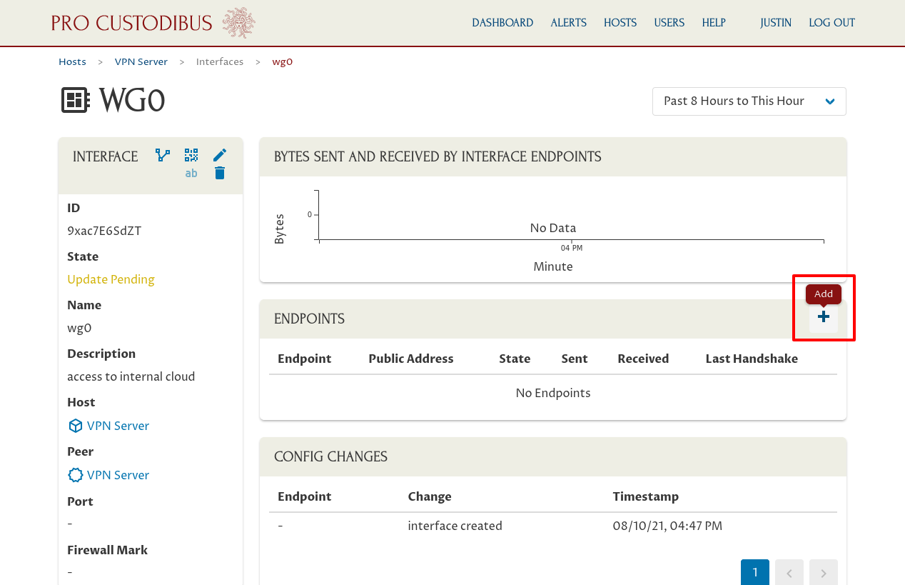 Interface Page With Add-Endpoint Icon Highlighted