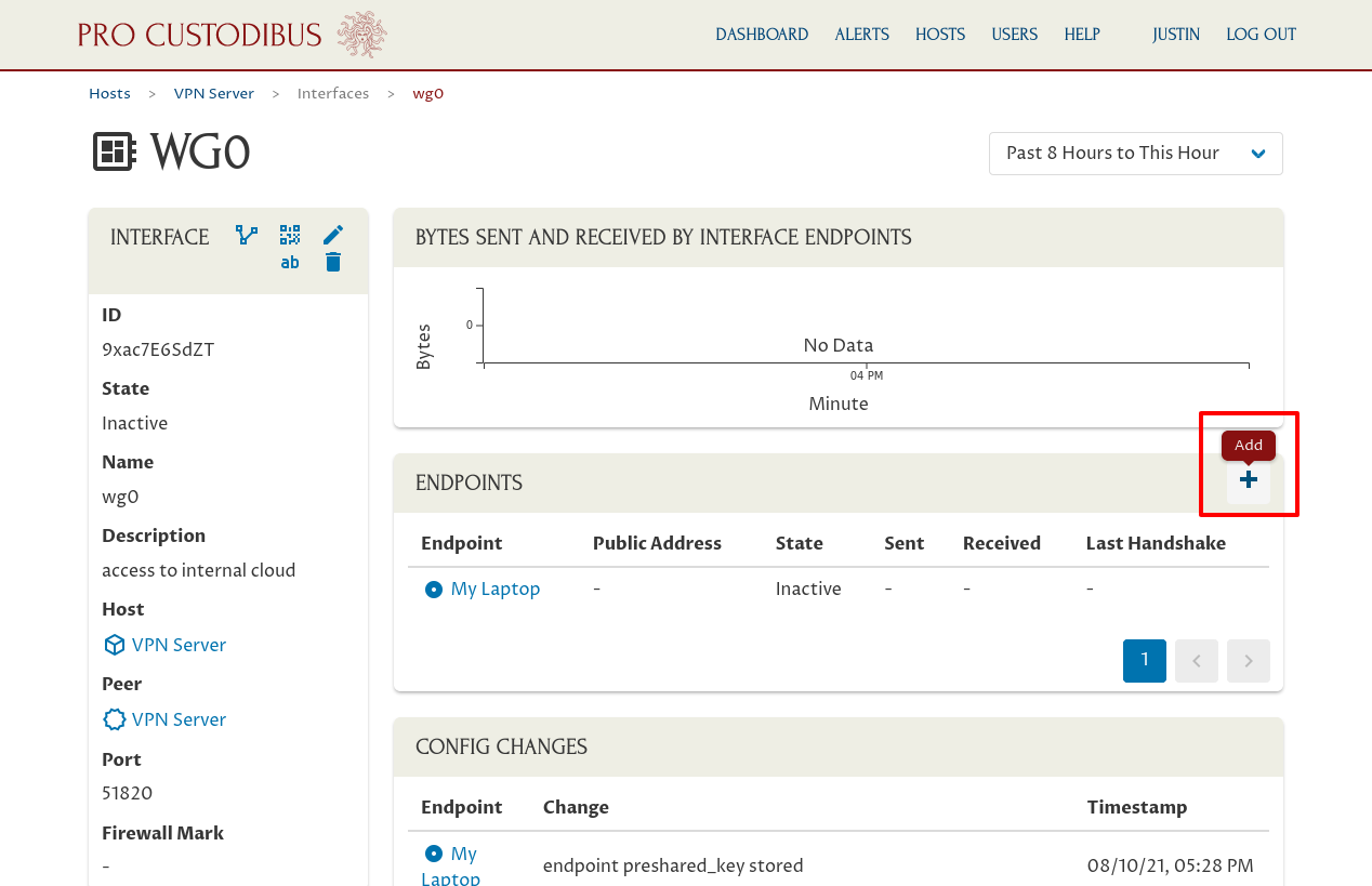 Interface Page With Add-Endpoint Icon Highlighted