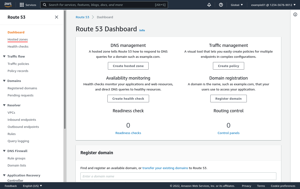 Route 53 Console