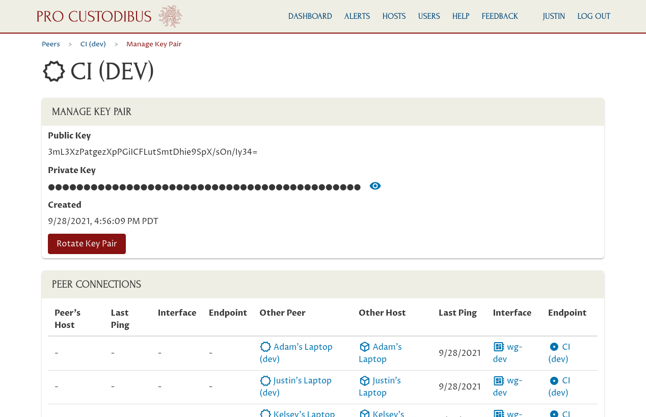 Manage Key-Pair Page (new key pair)