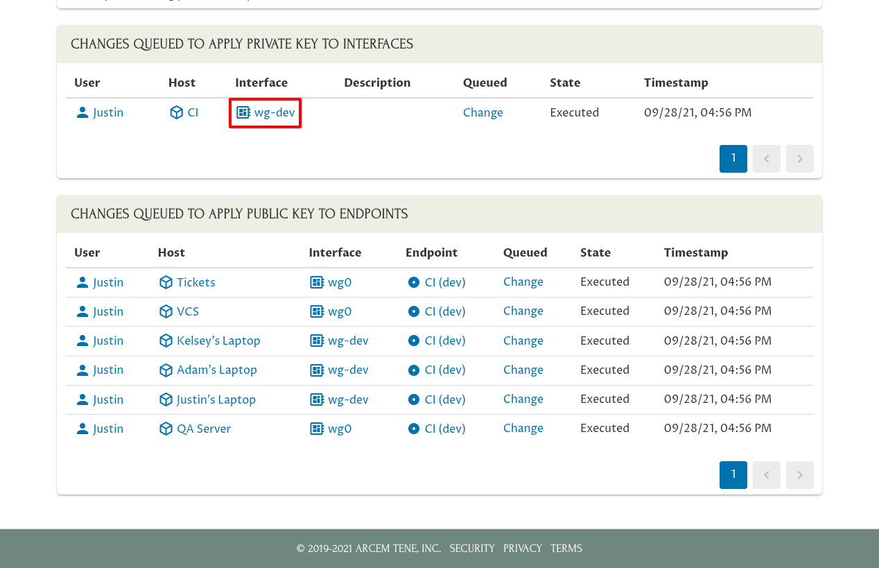 Manage Key-Pair Page (link to CI wg-dev interface)