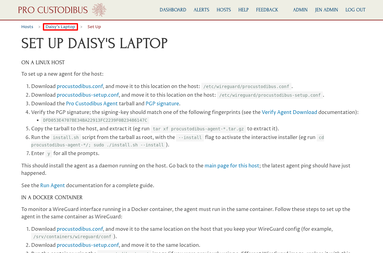 Set Up Daisy’s Laptop page with return link highlighted