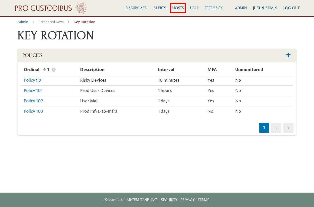 Key Rotation Page