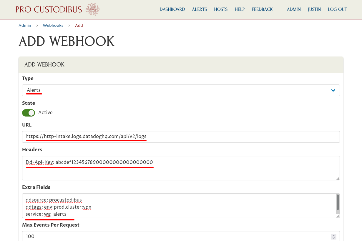 Add Webhook Page