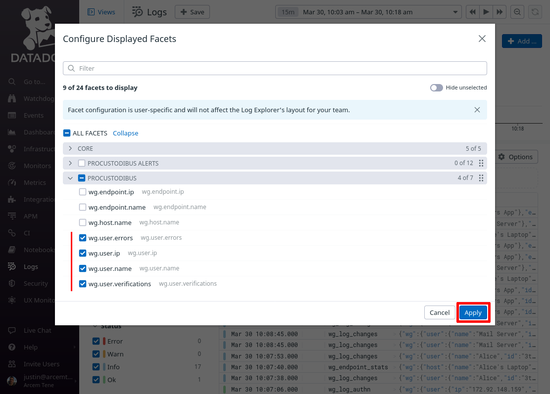 Configure Displayed Facets