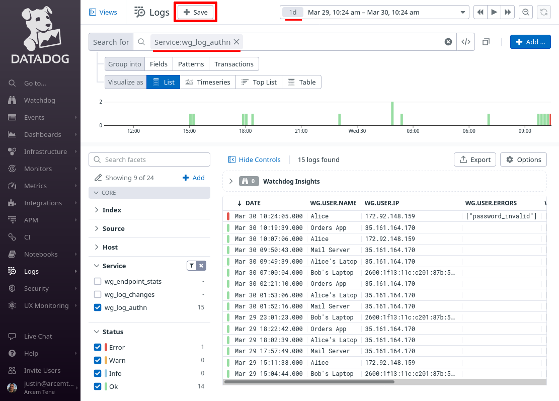 Log Explorer Log Authn Search