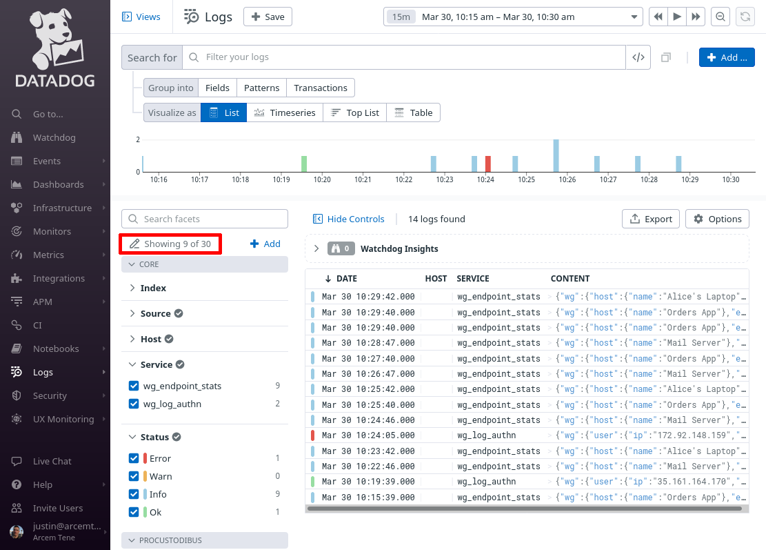 Log Explorer Facets