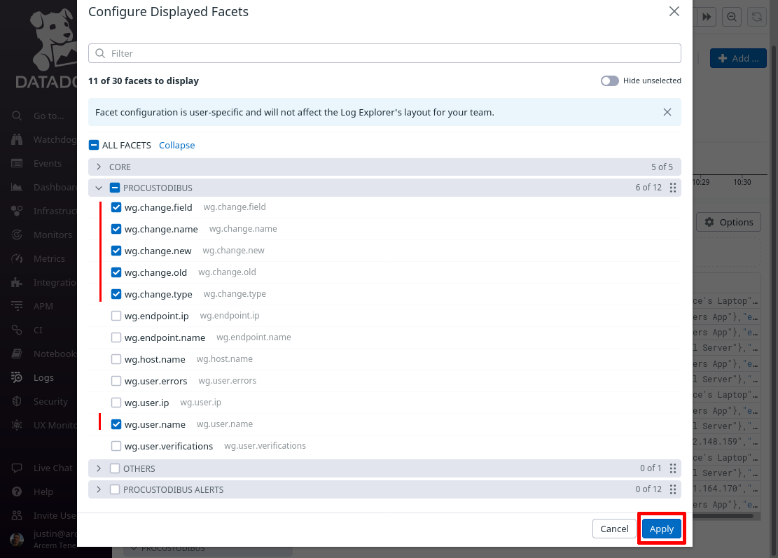 Configure Displayed Facets