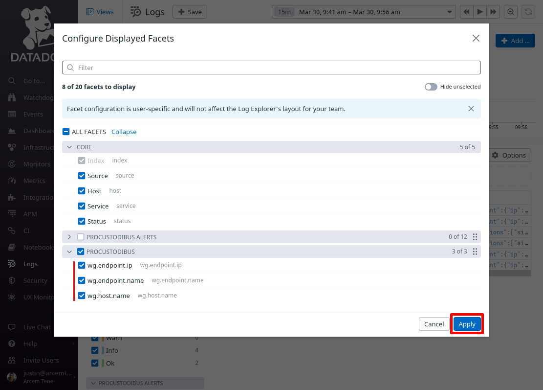 Configure Displayed Facets