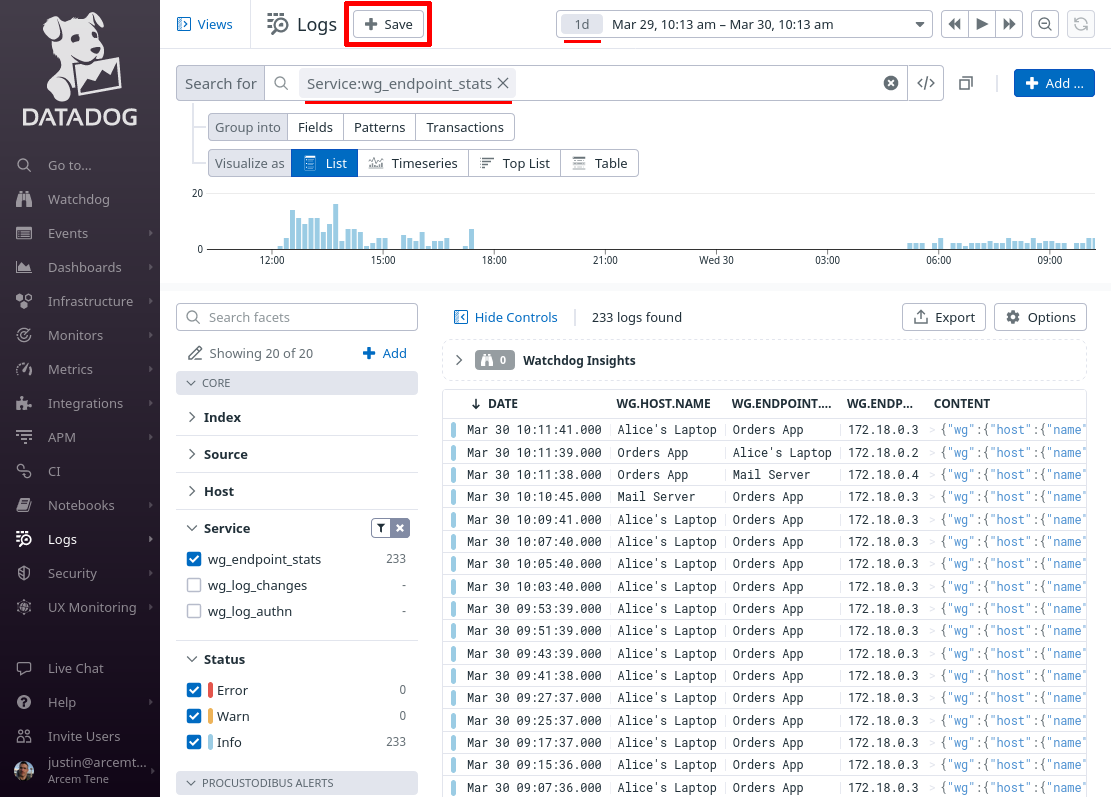 Log Explorer Endpoint Stats Search