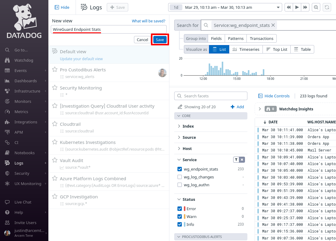 Pro Custodibus Saved Endpoint Stats View