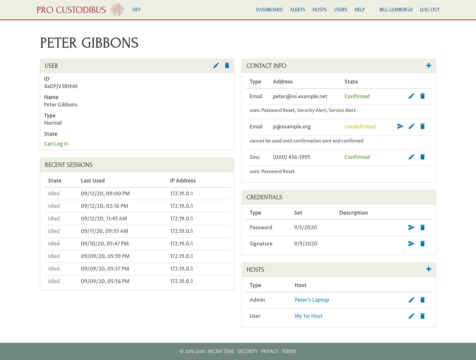 Screenshot of user-detail page